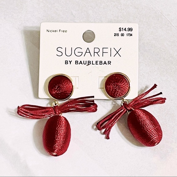 SUGARFIX x BAUBLEBAR Bundle of 2 wine & gold tassel & wrapped stud earrings NWT - Picture 5 of 8